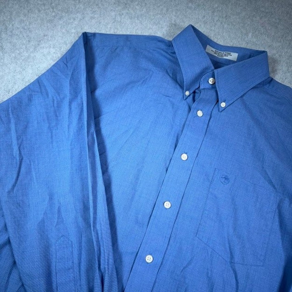 Duck‎ Head Button Down Mens Large Wrinkle Free Blue Long Sleeve Dress Shirt